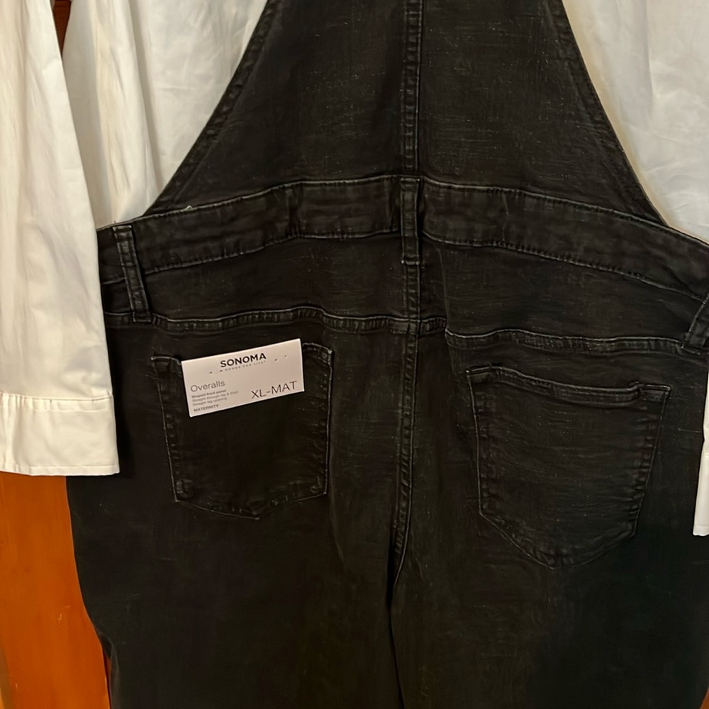 Sonoma Maternity NWT Black Denim Overalls Size XL - Picture 6 of 7